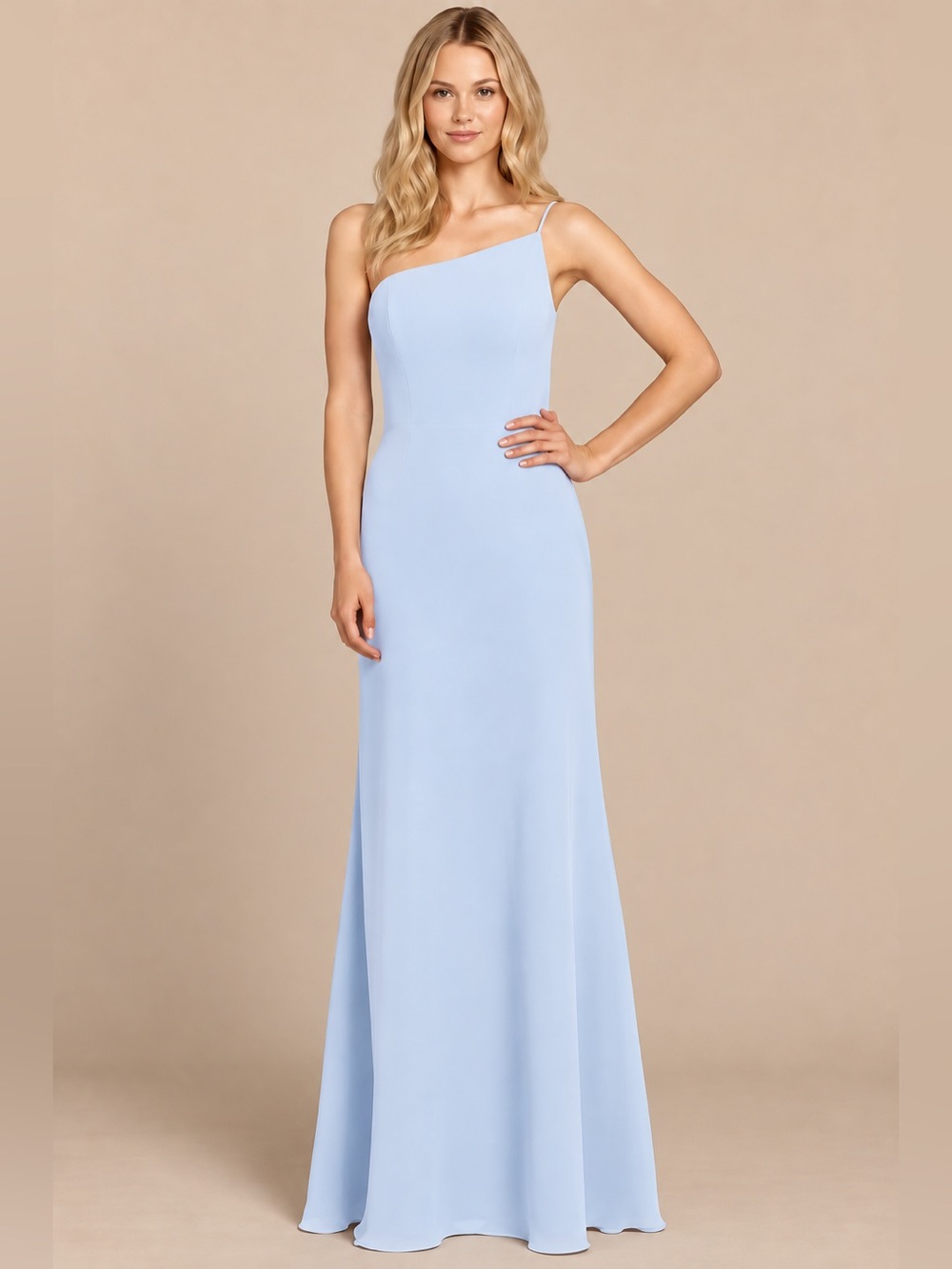 Bridesmaid Dress - Hayley Paige 5962 - Chiffon - Color Oasis / Blue - Size 12